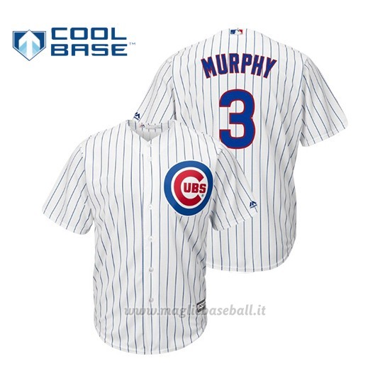 Maglia Baseball Uomo Chicago Cubs Daniel Murphy Cool Base Official 1ªBianco